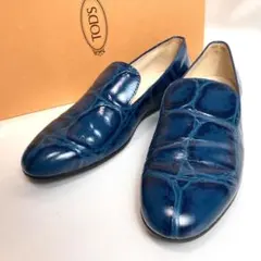 未使用級】トッズ ドライビングシューズ ダブルT スエード ネイビー