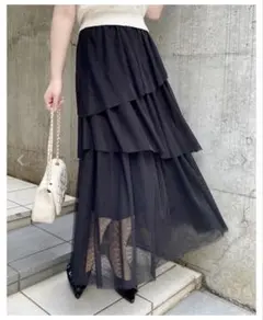 INGNI ランダムティアードチュールスカート ブラック