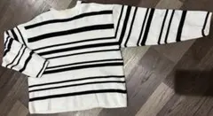 GU ミラノリブニット ボーダー 白x黒 ボーダー柄 メンズ Mサイズ ニット