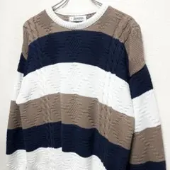 【珍品】80s ジャンセン Jantzen ボーダー デザインニット 高級感のサムネイル