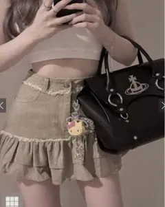 GRL at2435 sサイズ インパン裏地付きデニムフリルミニスカート