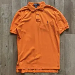 90's ポロ ラルフローレン メンズ ポロシャツ M オレンジ