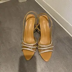 クリアストラップ ラインストーン サンダル　24.5