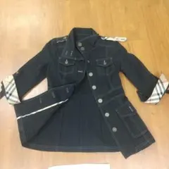 LC様専用BURBERRY 黒いデニムミリタリージャケット ノバチェック