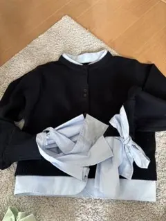 新品✨Bibiy. ドット柄襟付きノースリーブニット ブラックタグ付き