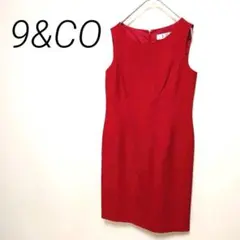 9&CO 赤いノースリーブひざ丈ワンピース Sサイズ　フォーマル　美品