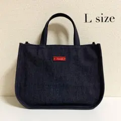 岡山デニム　縁取りトートバッグ　ラウンドトートバッグ　ハンドメイド