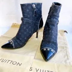 Louis Vuitton ヴィトン ショートブーツ モノグラム 黒 34.5