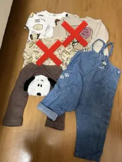 スヌーピー 冬服とデニムオーバーオール3点セット