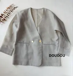 美品 DOUDOU ドゥドゥ オーガンジーノーカラージャケット 日本製　金ボタンのサムネイル