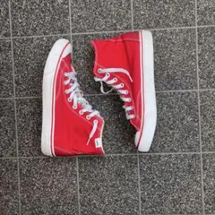 VANS ハイカットスニーカー レッド ゴールド金具 - メルカリ