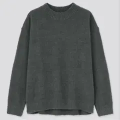 ユニクロ⭐️フラッフィソフトモックネックセーター（長袖） ダークグレー M