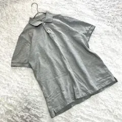 美品【ユニクロ】（L）半袖 ポロシャツ ライトグレー メンズ カジュアル