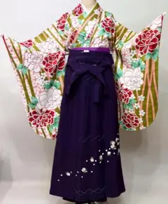 着物袴フルセット ジュニア用へ直し 135～150cm 深緑色 H・L 袴変更可 