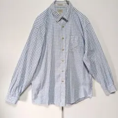 C715 エルエルビーン　長袖シャツ　水色　チェック柄　XL