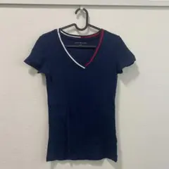 TOMMY HILFIGER ネイビー Vネック Tシャツ