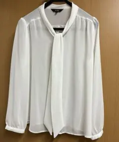L&B ホワイト ボウタイ ブラウス 長袖
