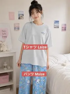 ぷくぷくあわわちゃん イージーパンツ ルームウェア セットアップ　上L 下Mのサムネイル