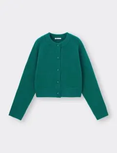 GU パフィータッチクルーネックショートカーディガン　グリーン　Lサイズ