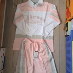 昭和レトロ　エレッセ　レディース　スウェット上下セット　ピンク　巾着つき