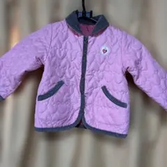 キッズ　ハッシュアッシュ　ハート模様　キルティングジャケット ピンク　90センチ