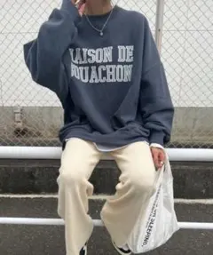 ⭐︎アイスーMAISON DE BOUACHON オーバーロゴスウェットトレーナー