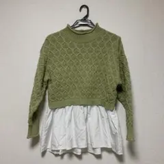 ケーブルニット クロップドセーター