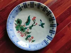九谷焼　青郊窯　草花と鳥の大皿　約24.5cm　盛り皿　プレートのサムネイル