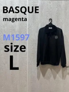 M1597 BASQUE magenta 長袖ポロシャツ 襟コーデュロイ刺繍ロゴ
