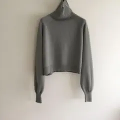 アダムエロペ　ウールクロップドタートルニットプルオーバー　グレー　FREE