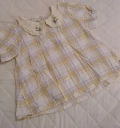 【中古】テータテート　バースデイ　ブラウス　Ｔシャツ　襟　花　チェック　保育園