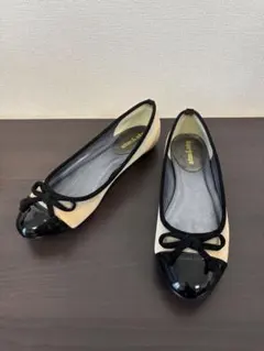 バレエフラットシューズ ベージュ/ブラック