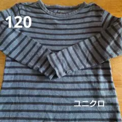 長袖カットソー 濃紺と青のストライプ 120cm ユニクロ