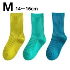 M　３足セット　キッズ　ネオンカラー　靴下　蛍光　子供用　ソックス　韓国