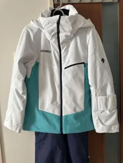 DESCENTE スキーウェア ホワイト/ターコイズ