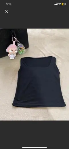 黒 スクエアネック タンクトップ