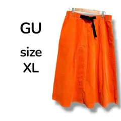 GU ジーユー ロングスカート オレンジ XL ウエストゴム ゆったり