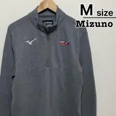 MIZUNO　ハーフジップスウェット　Mサイズ　グレー　刺繍　ロゴ　裏起毛　古着
