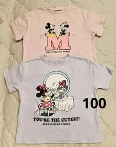 ミッキー＆ミニー 半袖Tシャツ 2枚セット 100cmと大きめ90cmのサムネイル