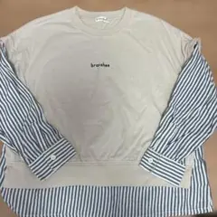 branshes ベージュ ストライプ 長袖カットソー