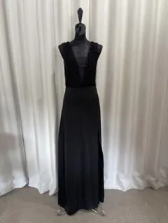 ZARA ロングドレス ワンピース スリット サテン ブラック S