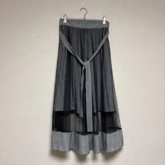 レディース　ロング　フレア　スカート　グレー　ブラック　可愛い　サイズM