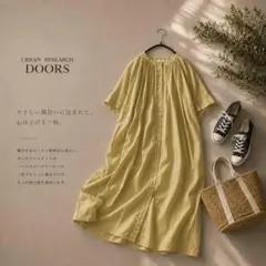 美品 アーバンリサーチDOORS24SSコットンゆったりギャザーワンピース