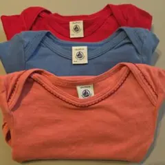 プチバトー長袖ロンパース・3枚セット　18m