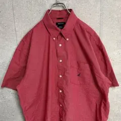 ノーティカ　刺繍ロゴ　チェック柄　半袖BDシャツ　ビックサイズ　2XL
