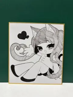 手描きイラスト ミニ色紙 萌え絵 - メルカリ