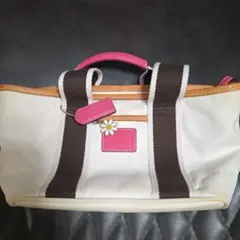 COACH ハンドバッグ キャンバス ピンク ブラウン