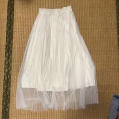 GU ホワイト チュール フレアスカート S