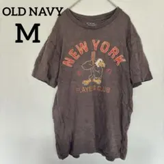 【オールネイビー】Tシャツ M ブラウン アメカジ ワッペン 半袖 トップスのサムネイル