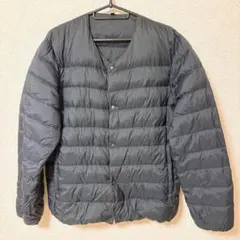無印　ポケッタブル　ノーカラー　ダウン　ダック ブラック　黒
